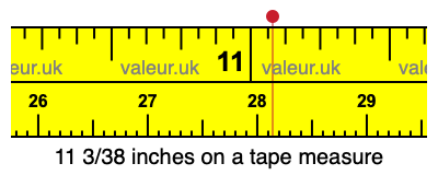 11 3/38 inches on a tape measure