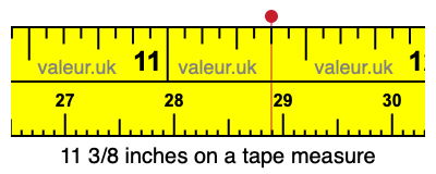 11 3/8 inches on a tape measure 11 3/8 inches on a tape measure