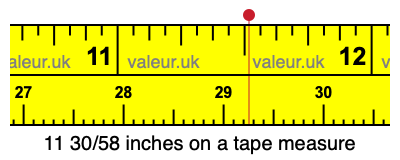 11 30/58 inches on a tape measure 11 30/58 inches on a tape measure