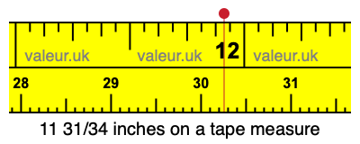 11 31/34 inches on a tape measure
