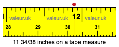 11 34/38 inches on a tape measure