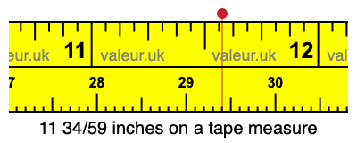 11 34/59 inches on a tape measure 11 34/59 inches on a tape measure