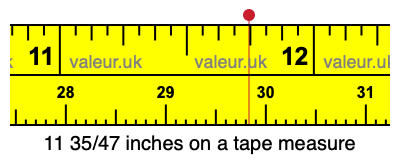 11 35/47 inches on a tape measure 11 35/47 inches on a tape measure