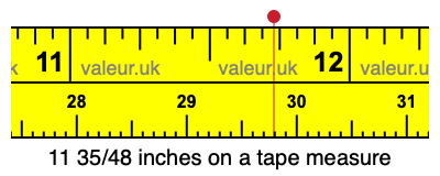 11 35/48 inches on a tape measure 11 35/48 inches on a tape measure