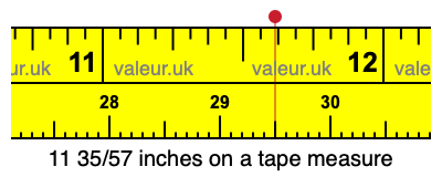 11 35/57 inches on a tape measure 11 35/57 inches on a tape measure