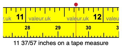 11 37/57 inches on a tape measure 11 37/57 inches on a tape measure
