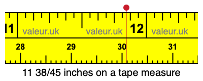 11 38/45 inches on a tape measure 11 38/45 inches on a tape measure