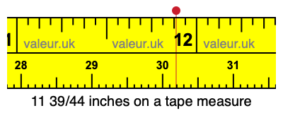 11 39/44 inches on a tape measure