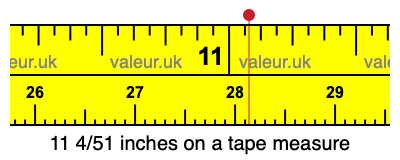 11 4/51 inches on a tape measure 11 4/51 inches on a tape measure