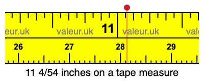 11 4/54 inches on a tape measure