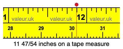 11 47/54 inches on a tape measure 11 47/54 inches on a tape measure