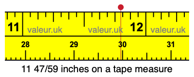 11 47/59 inches on a tape measure 11 47/59 inches on a tape measure
