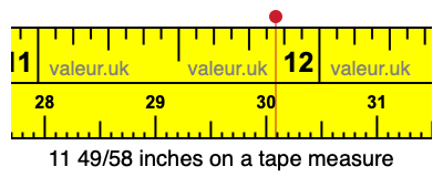 11 49/58 inches on a tape measure