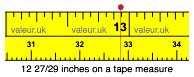 12 27/29 inches on a tape measure