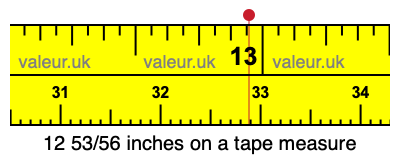 12 53/56 inches on a tape measure