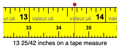 13 25/42 inches on a tape measure