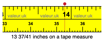 13 37/41 inches on a tape measure 13 37/41 inches on a tape measure