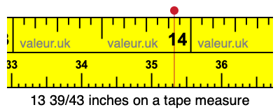 13 39/43 inches on a tape measure