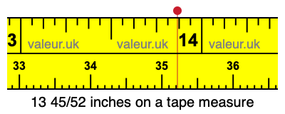13 45/52 inches on a tape measure 13 45/52 inches on a tape measure