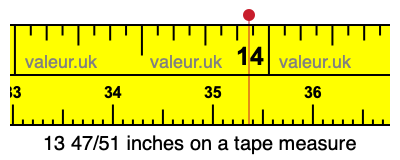 13 47/51 inches on a tape measure 13 47/51 inches on a tape measure