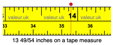 13 49/54 inches on a tape measure