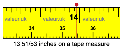 13 51/53 inches on a tape measure