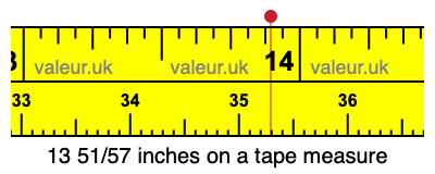 13 51/57 inches on a tape measure