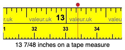 13 7/48 inches on a tape measure 13 7/48 inches on a tape measure