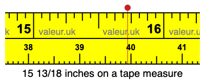 15 13/18 inches on a tape measure