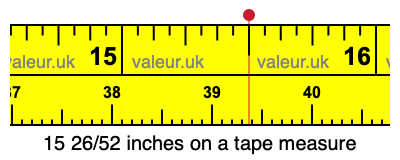 15 26/52 inches on a tape measure 15 26/52 inches on a tape measure