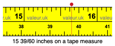 15 39/60 inches on a tape measure 15 39/60 inches on a tape measure
