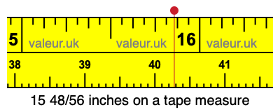 15 48/56 inches on a tape measure 15 48/56 inches on a tape measure