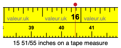 15 51/55 inches on a tape measure 15 51/55 inches on a tape measure