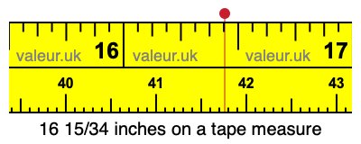 16 15/34 inches on a tape measure 16 15/34 inches on a tape measure
