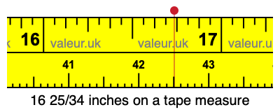 16 25/34 inches on a tape measure