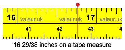 16 29/38 inches on a tape measure 16 29/38 inches on a tape measure