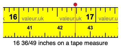 16 36/49 inches on a tape measure 16 36/49 inches on a tape measure