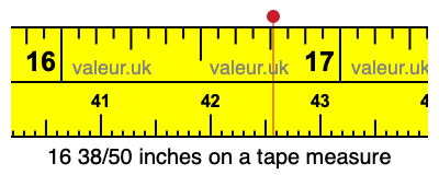 16 38/50 inches on a tape measure