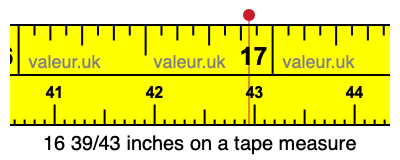 16 39/43 inches on a tape measure