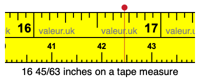 16 45/63 inches on a tape measure 16 45/63 inches on a tape measure