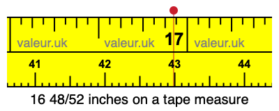 16 48/52 inches on a tape measure