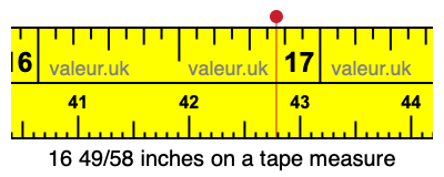 16 49/58 inches on a tape measure