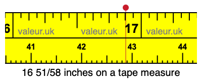16 51/58 inches on a tape measure