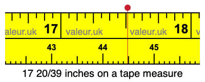 17 20/39 inches on a tape measure 17 20/39 inches on a tape measure
