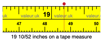 19 10/52 inches on a tape measure