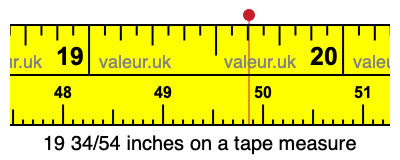 19 34/54 inches on a tape measure 19 34/54 inches on a tape measure