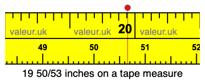 19 50/53 inches on a tape measure 19 50/53 inches on a tape measure