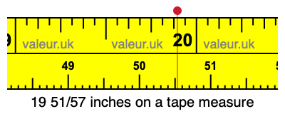 19 51/57 inches on a tape measure 19 51/57 inches on a tape measure