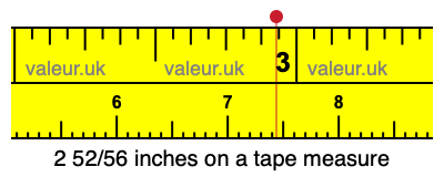 2 52/56 inches on a tape measure