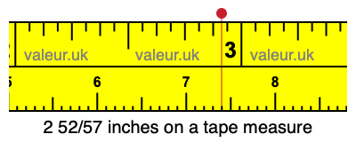 2 52/57 inches on a tape measure